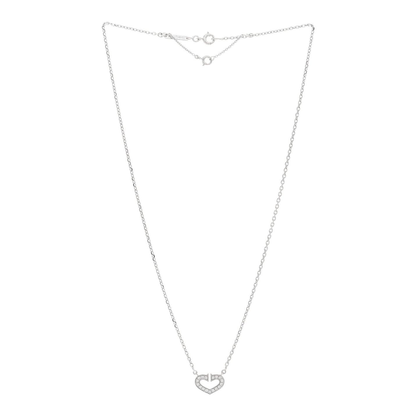 18K White Gold Diamond Hearts and Symbols Necklace
