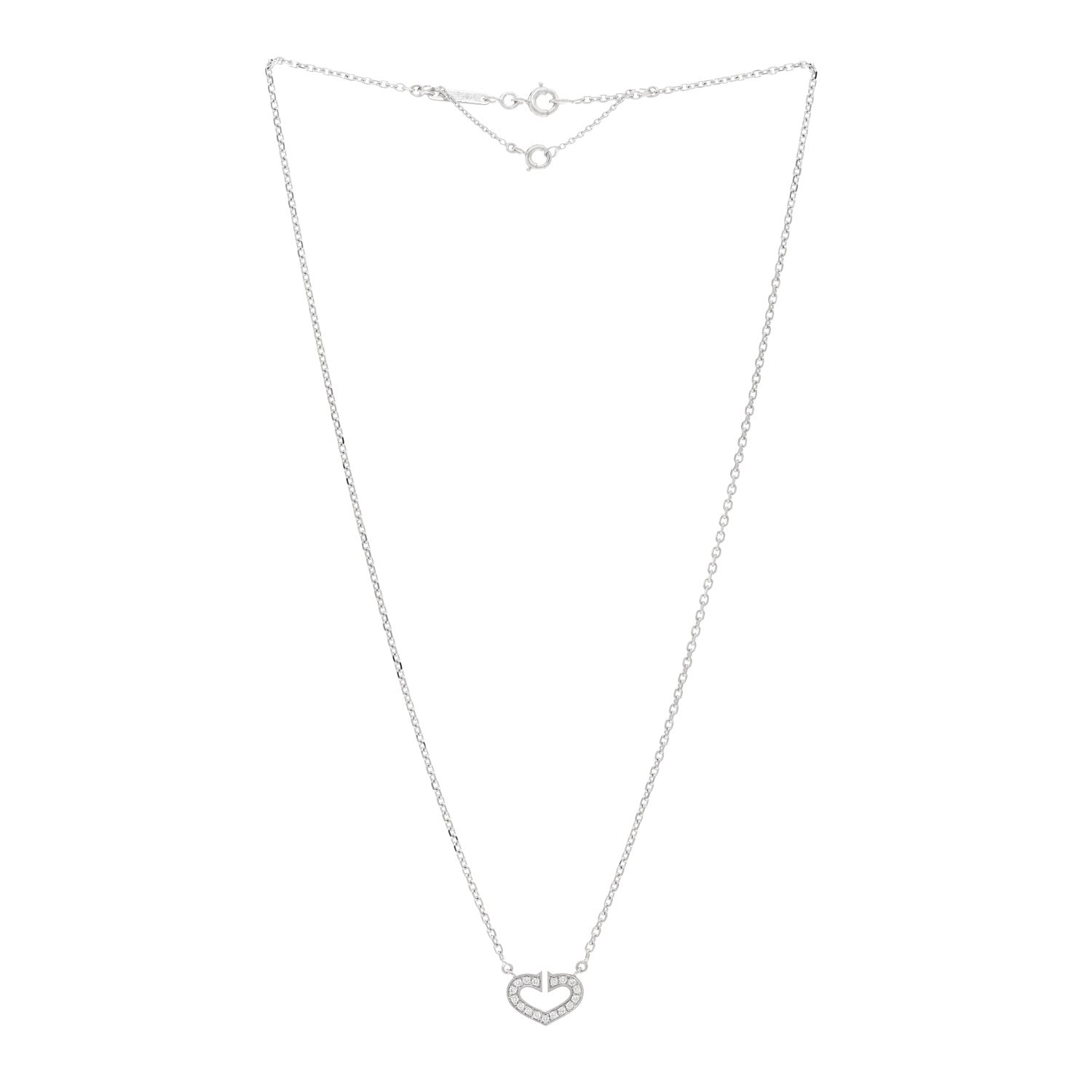 Cartier 18K White Gold Diamond Hearts and Symbols Necklace 3 of 4