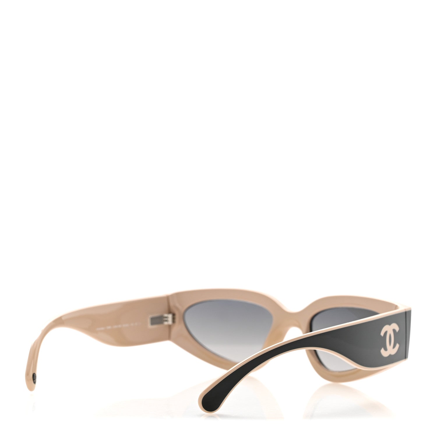 Chanel Acetate Cat Eye Sunglasses 6056 Black Beige 1867238