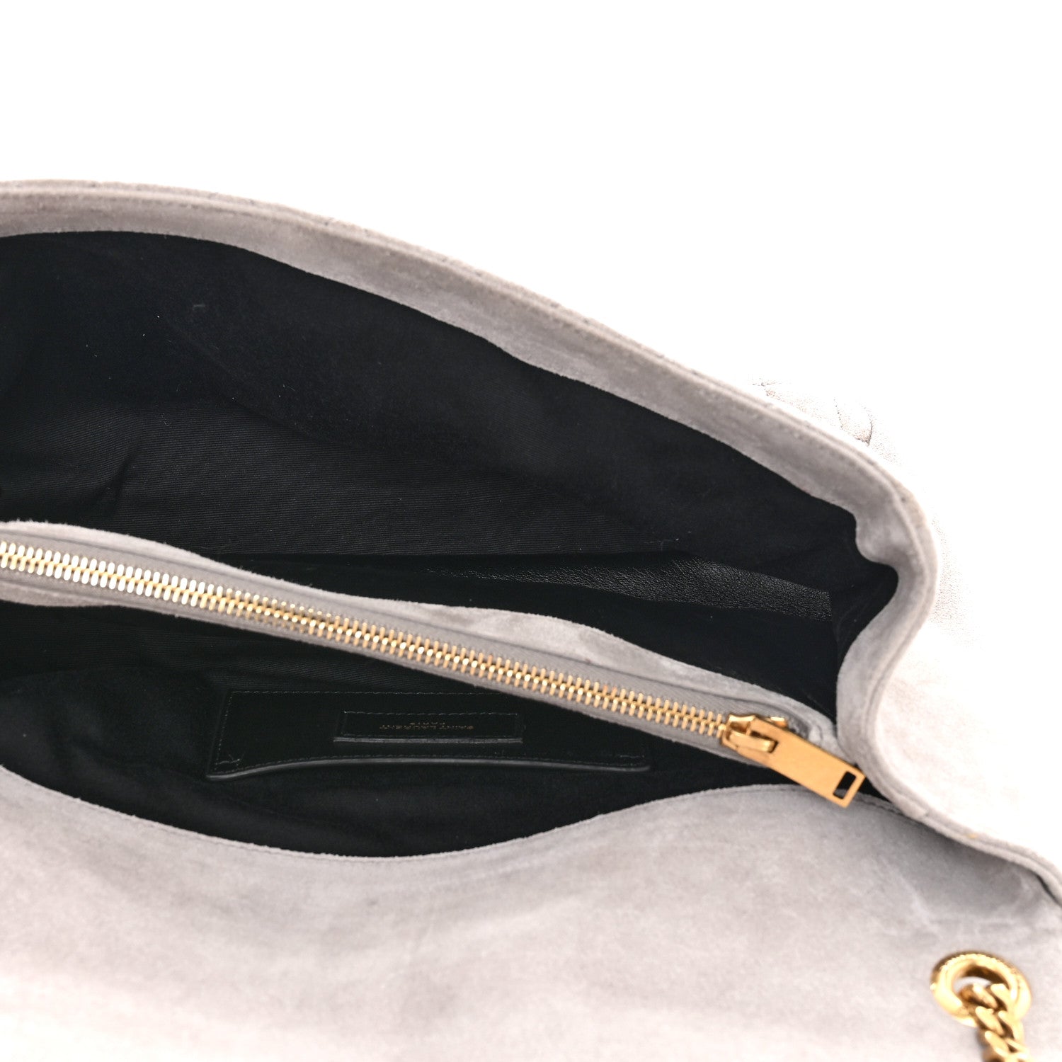 Saint Laurent Suede Mixed Matelasse Tri-Quilt Large Monogram Envelope Satchel Grey 5 of 11