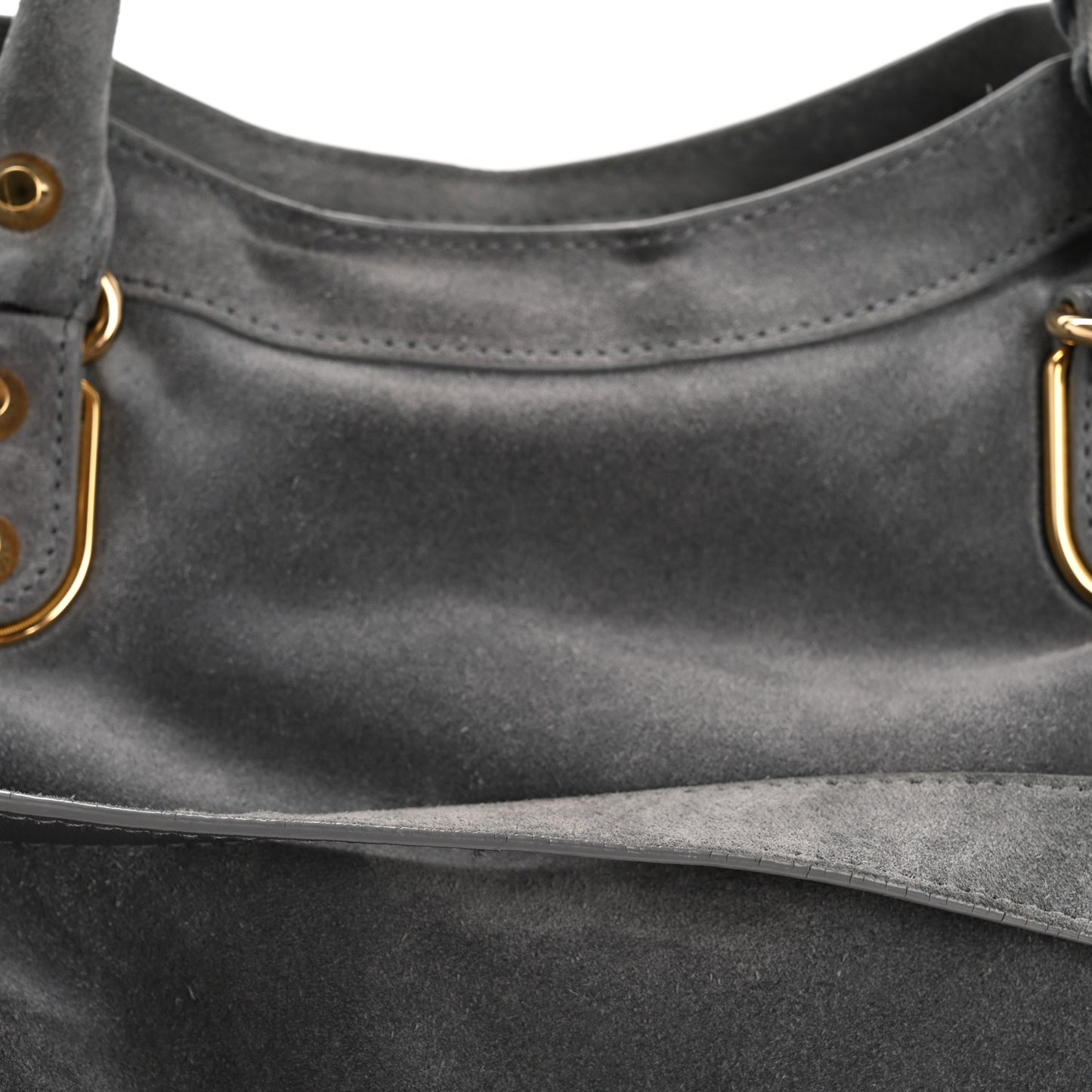 Suede Gold Metallic Edge Hardware City Gris Plomb