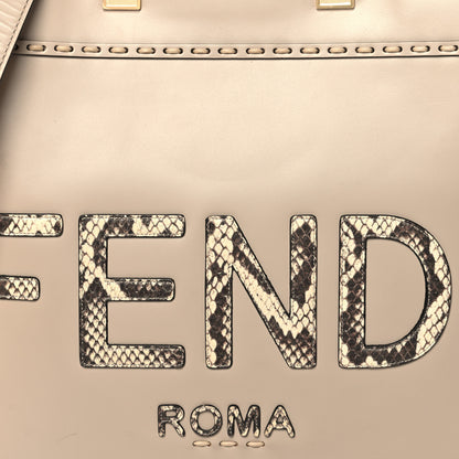 Fendi Vitello King Plexiglass Elaphe Python Print Logo Medium Fendi Sunshine Shopper Tote Nuvola Daisy Roccia 7 of 13