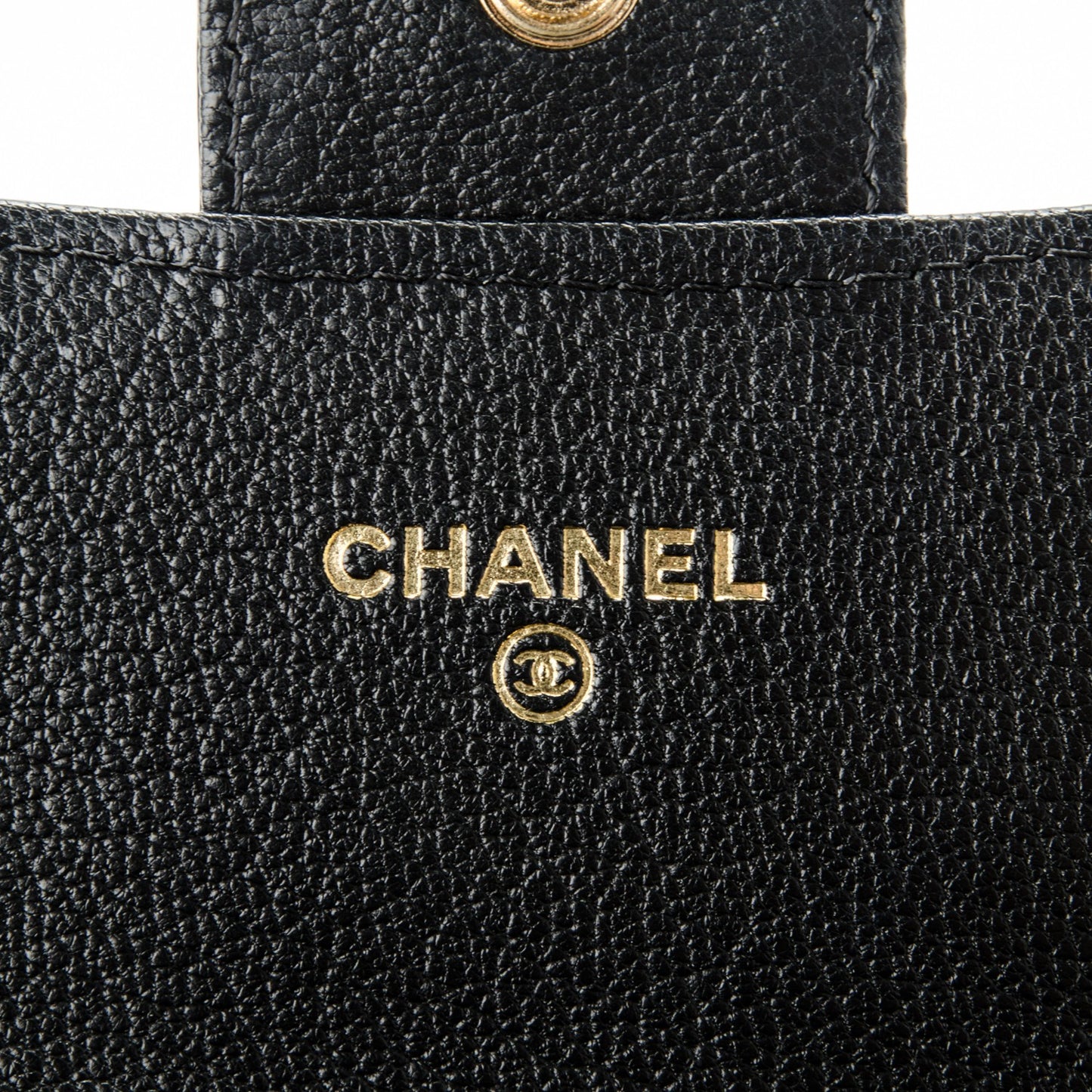 Patent Goatskin Quilted Small CC Eyelet Wallet On Chain WOC Black