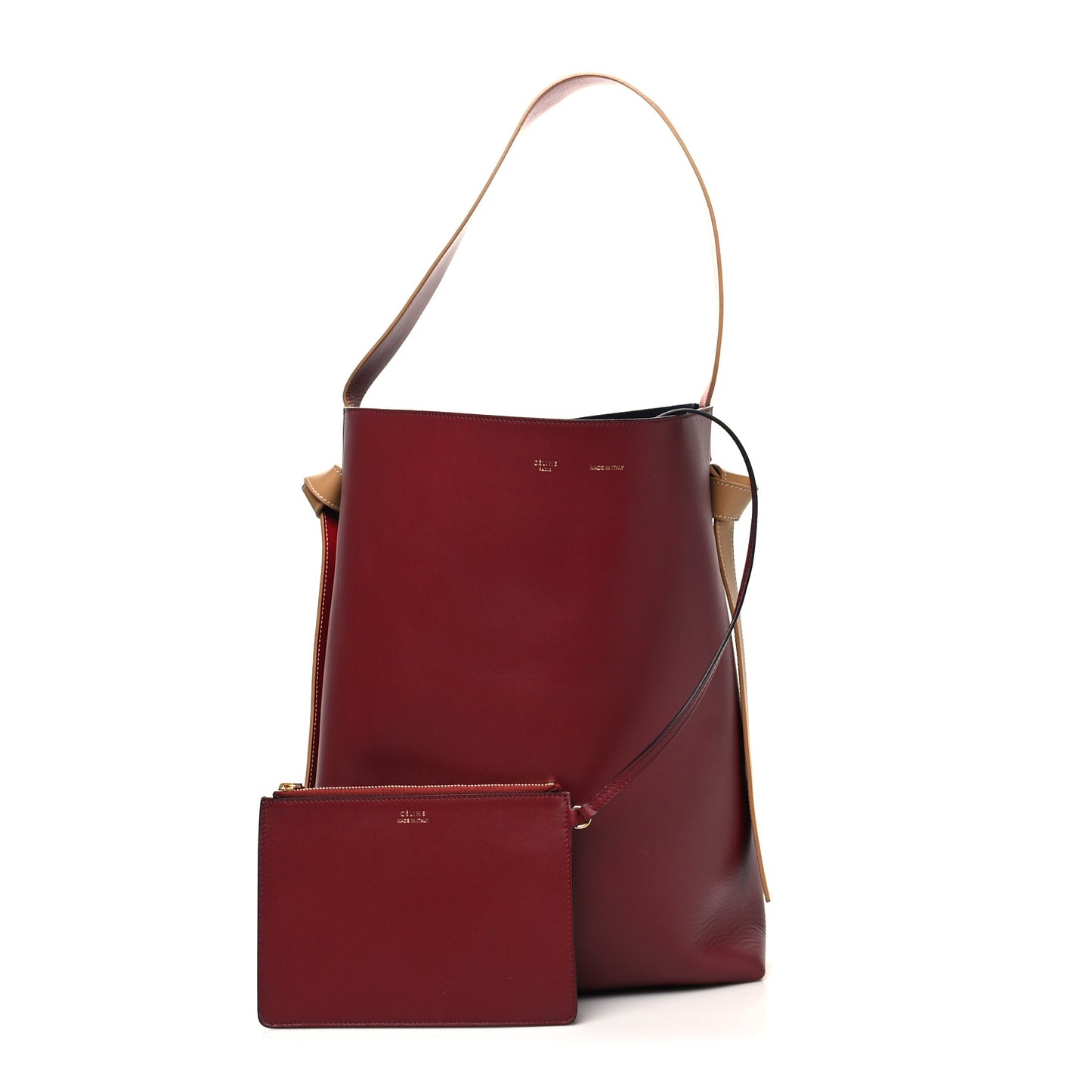 Shiny Smooth Calfskin Small Twisted Cabas Dark Ruby Navy