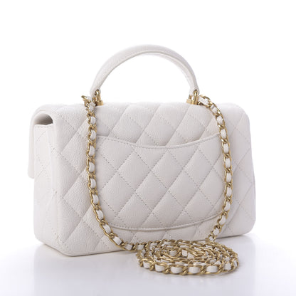 Chanel Caviar Quilted Mini Top Handle Rectangular Flap White 3 of 9