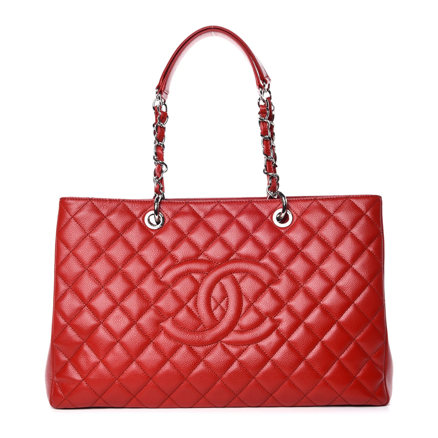 Chanel Caviar Quilted XL Grand Shopping Tote GST Red 1 of 11
