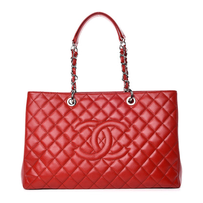 Chanel Caviar Quilted XL Grand Shopping Tote GST Red 1 of 11
