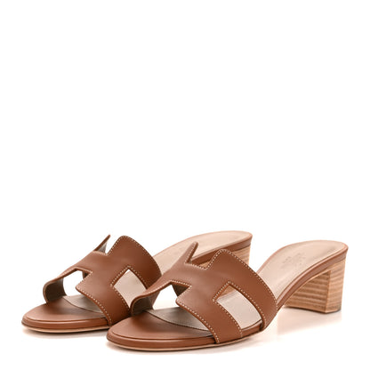 Hermes Calfskin Oasis Sandals 37 Gold 4 of 10