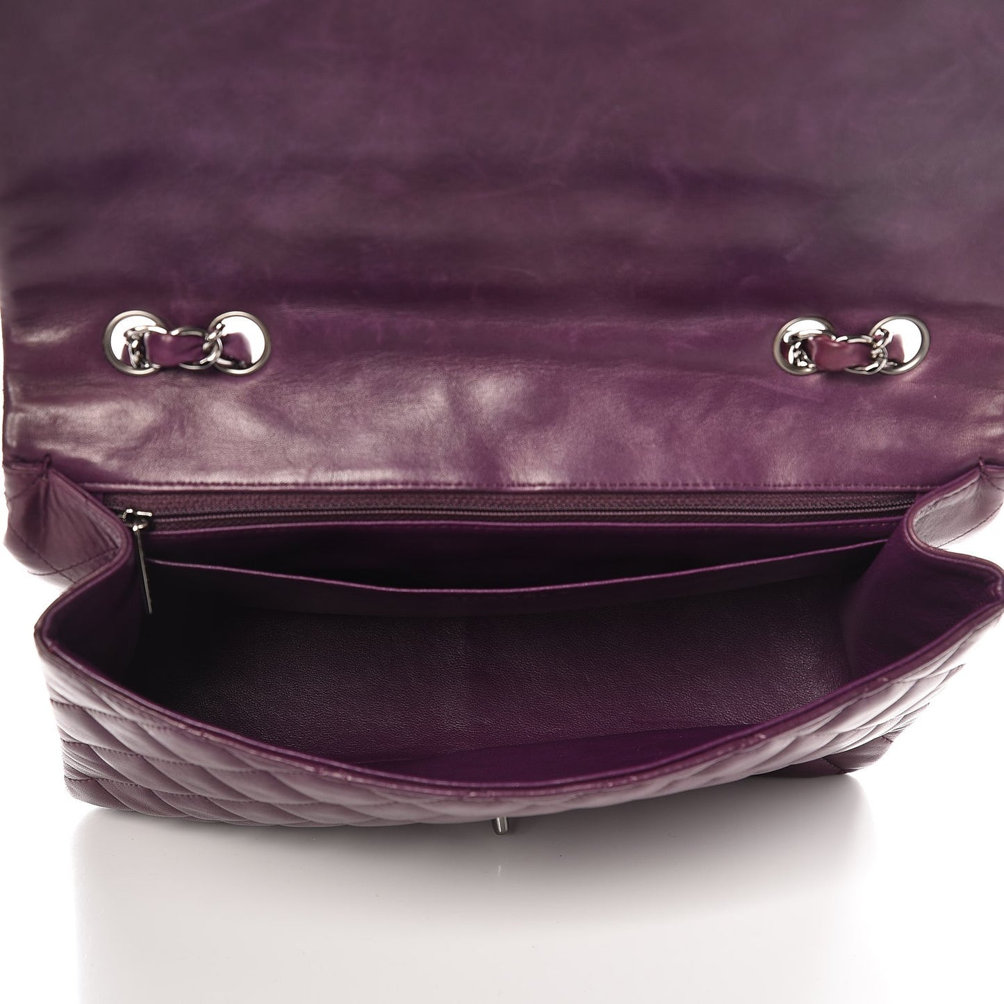 Lambskin Quilted Jumbo Single Flap Dark Violet