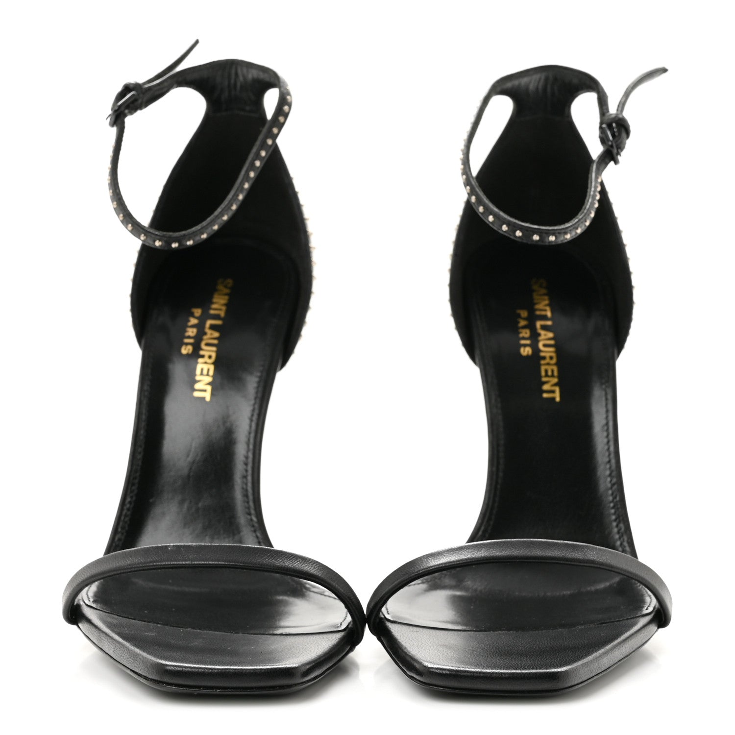 Saint Laurent Calfskin Studded Opyum Sandals 37 Black 3 of 9