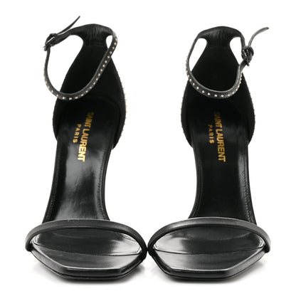 Saint Laurent Calfskin Studded Opyum Sandals 37 Black 3 of 9