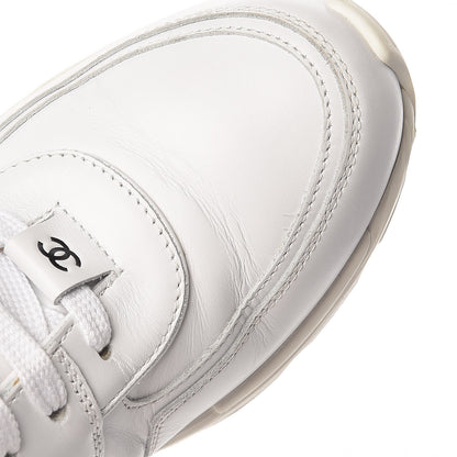 Chanel Calfskin Laminated Womens CC Sneakers 38 White Black 12 of 18