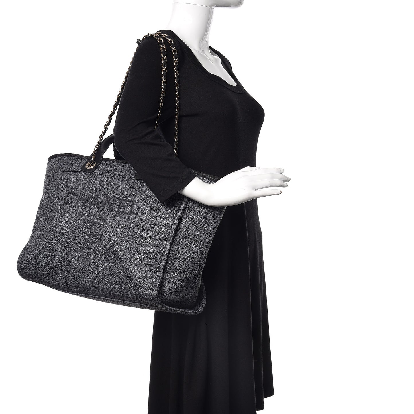 Woven Straw Raffia Large Deauville Tote Grey