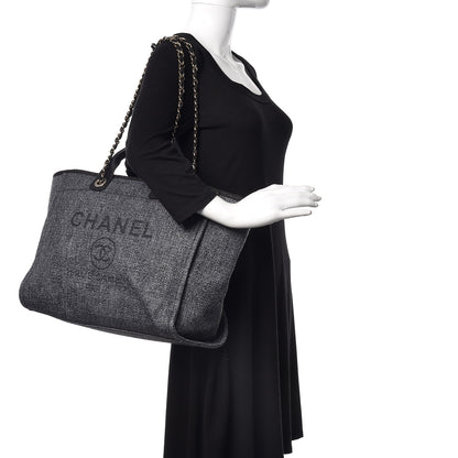 Chanel Woven Straw Raffia Large Deauville Tote Grey 2 of 10