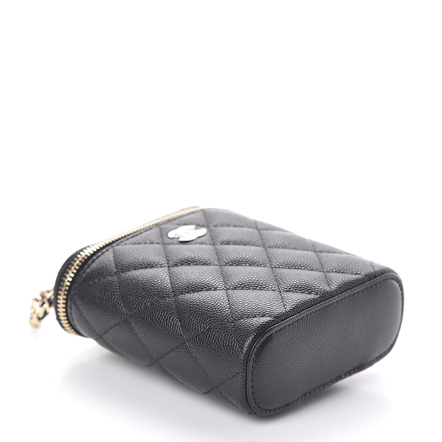 Chanel Caviar Quilted Small Vertical Coco Beauty Vanity Case With Chain Black 4 of 10