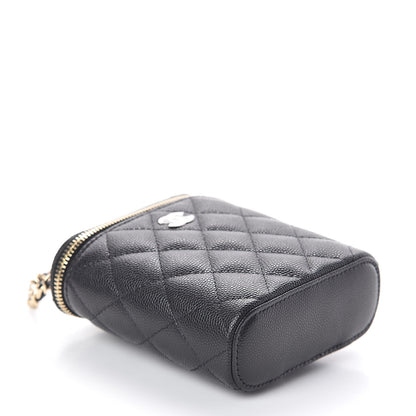 Chanel Caviar Quilted Small Vertical Coco Beauty Vanity Case With Chain Black 4 of 10