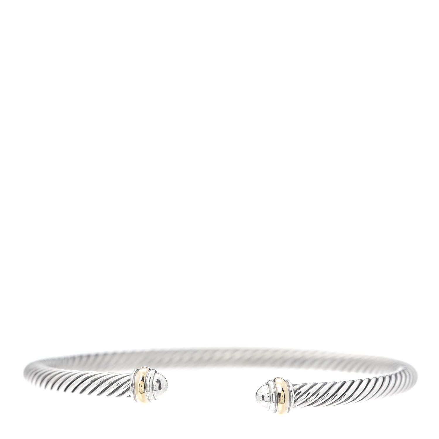 David Yurman Sterling Silver 18K Yellow Gold 4mm Cable Classics Bracelet 1 of 5