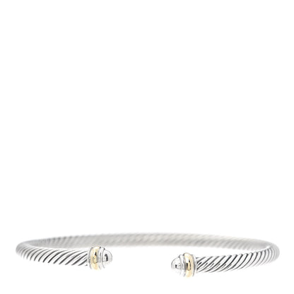 David Yurman Sterling Silver 18K Yellow Gold 4mm Cable Classics Bracelet 1 of 5