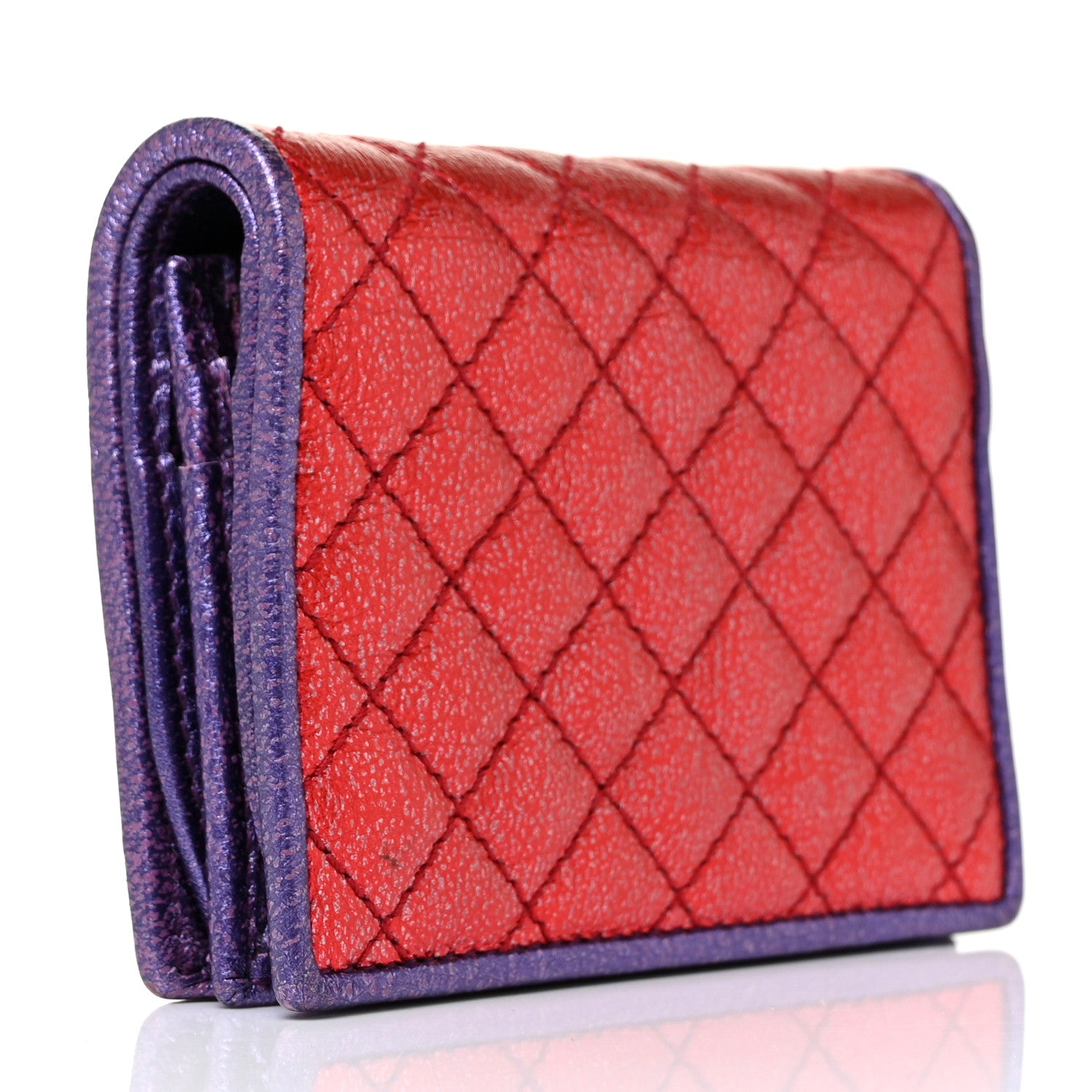 Gucci Laminated Nappa Trapuntata Zumi Card Case Rosso Fuxia Bizantin 3 of 8
