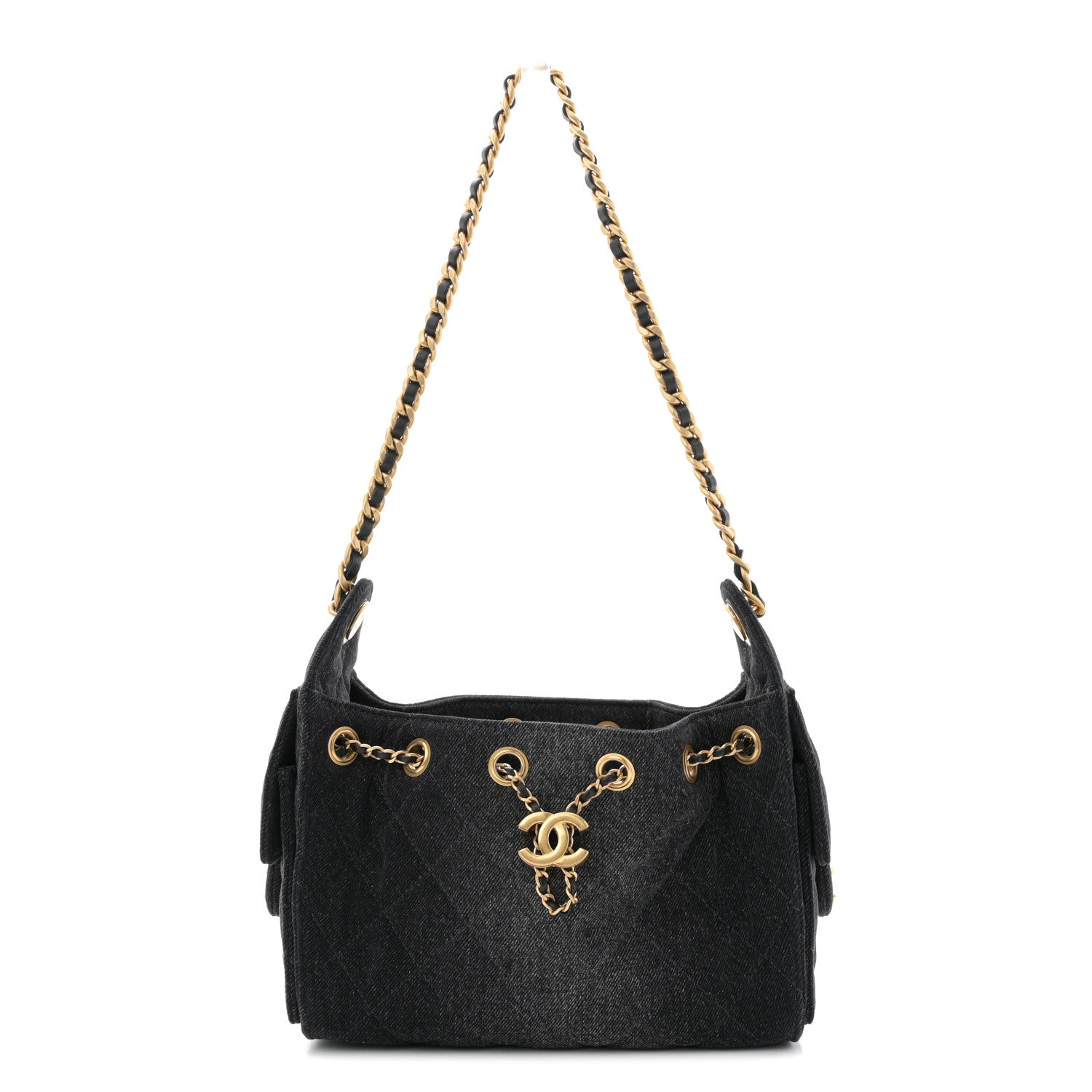Chanel Washed Denim Quilted Mini Chanel 25 Handbag Black 1 of 11