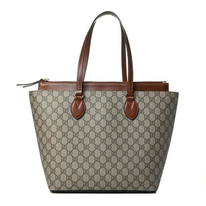 Gucci GG Supreme Monogram Medium Zippered Bucket Tote Beige Tuscany 1 of 8