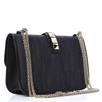 Valentino Garavani Denim Medium Glam Lock Rockstud Flap Deep Denim 2 of 10