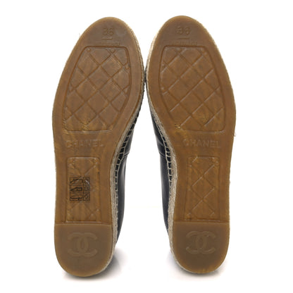 Chanel Lambskin CC Espadrilles 36 Navy Black 7 of 11