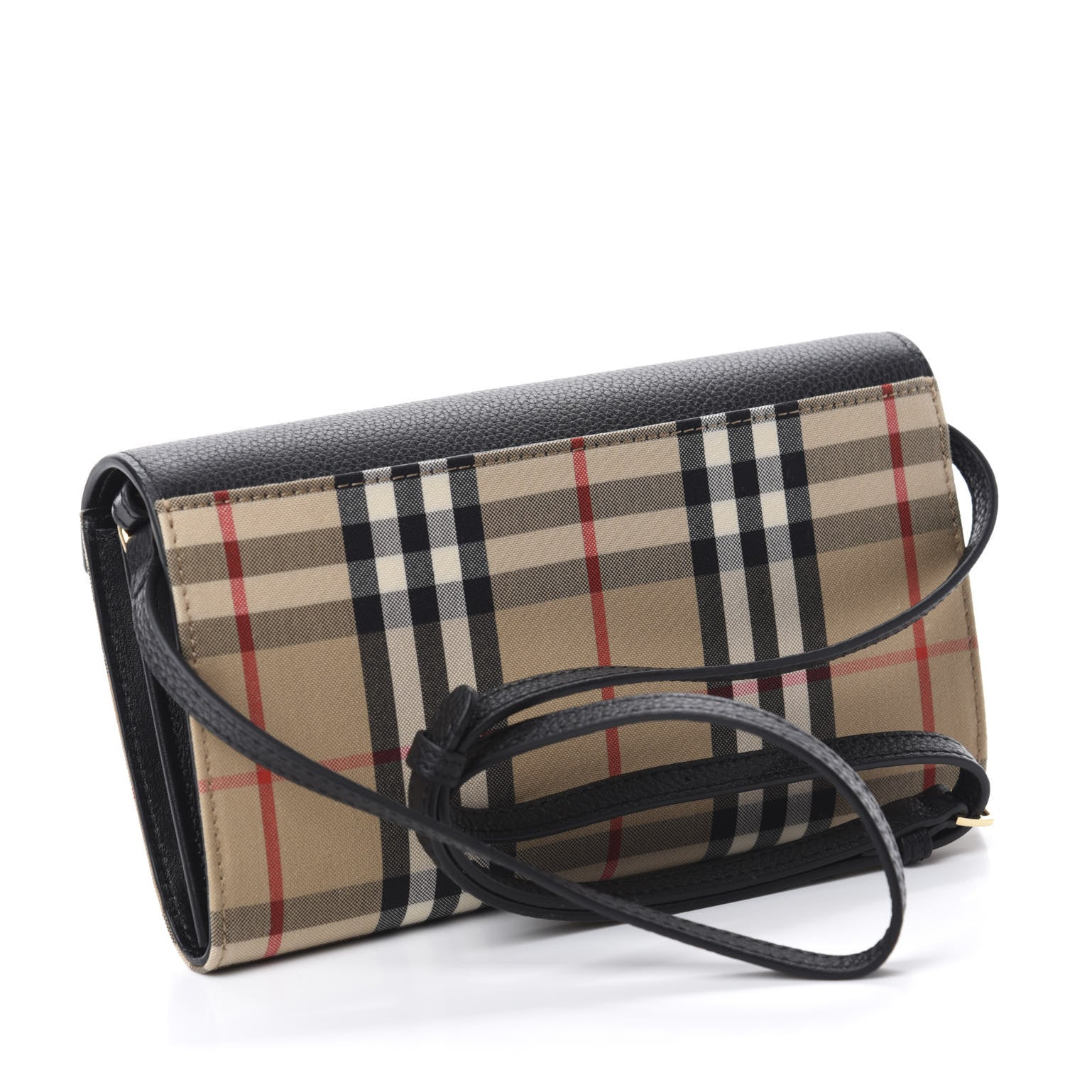 Burberry Grainy Calfskin Vintage Check Wallet With Detachable Strap Black 3 of 9