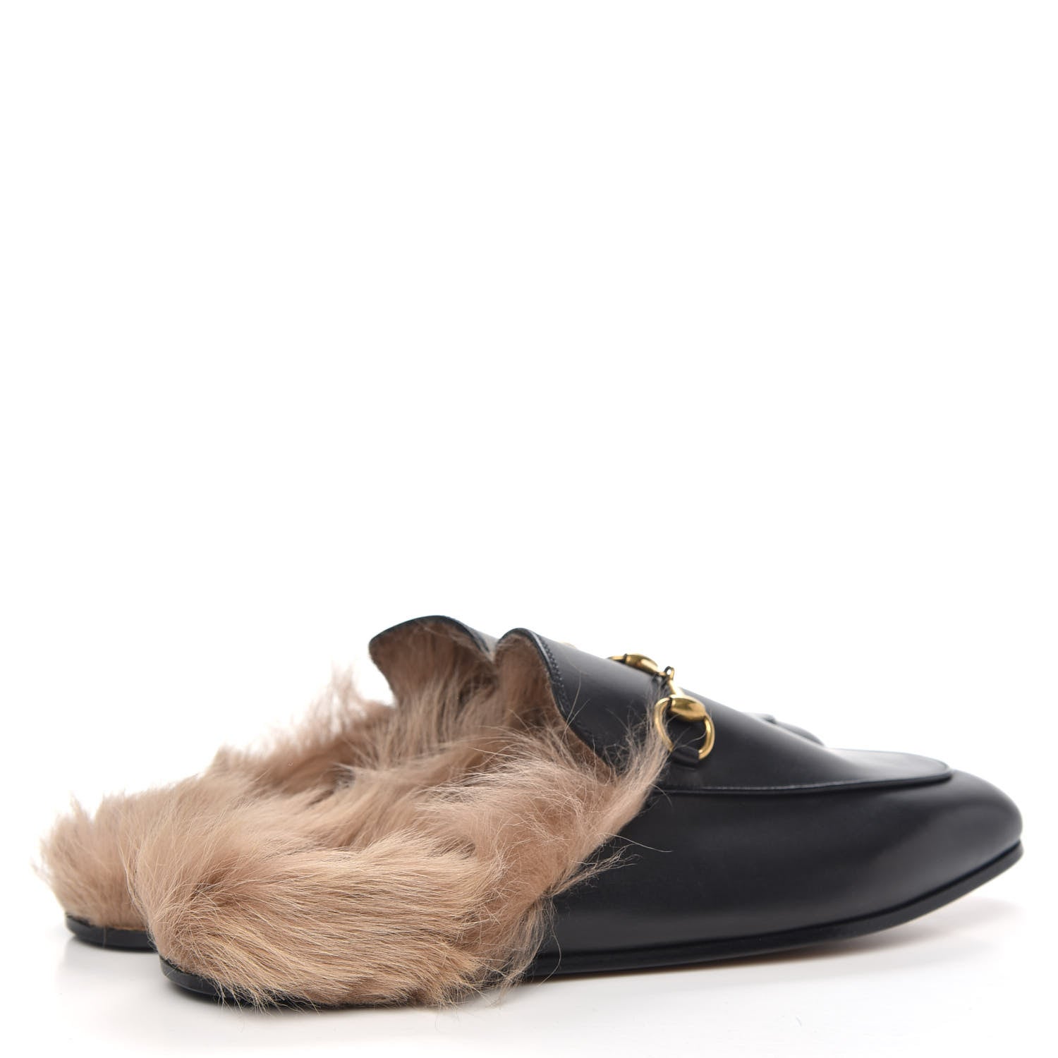 Gucci Calfskin Fur Womens Princetown Slippers 37.5 Black 4 of 8