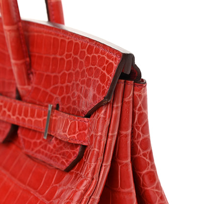 Hermes Shiny Porosus Crocodile Birkin 35 Bougainvillea 19 of 23