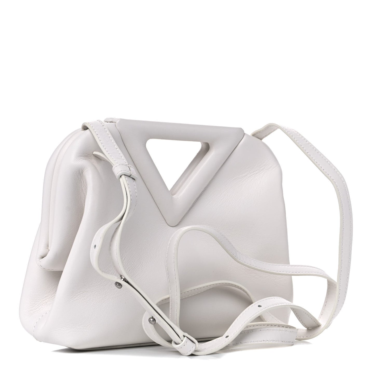 Calfskin Small The Point Triangle Bag Chalk