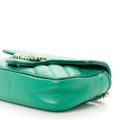 Gucci Azalea Calfskin Enamel Matelasse Diagonal Super Mini Torchon GG Marmont Shoulder Bag New Shamarock Emerald 10 of 10