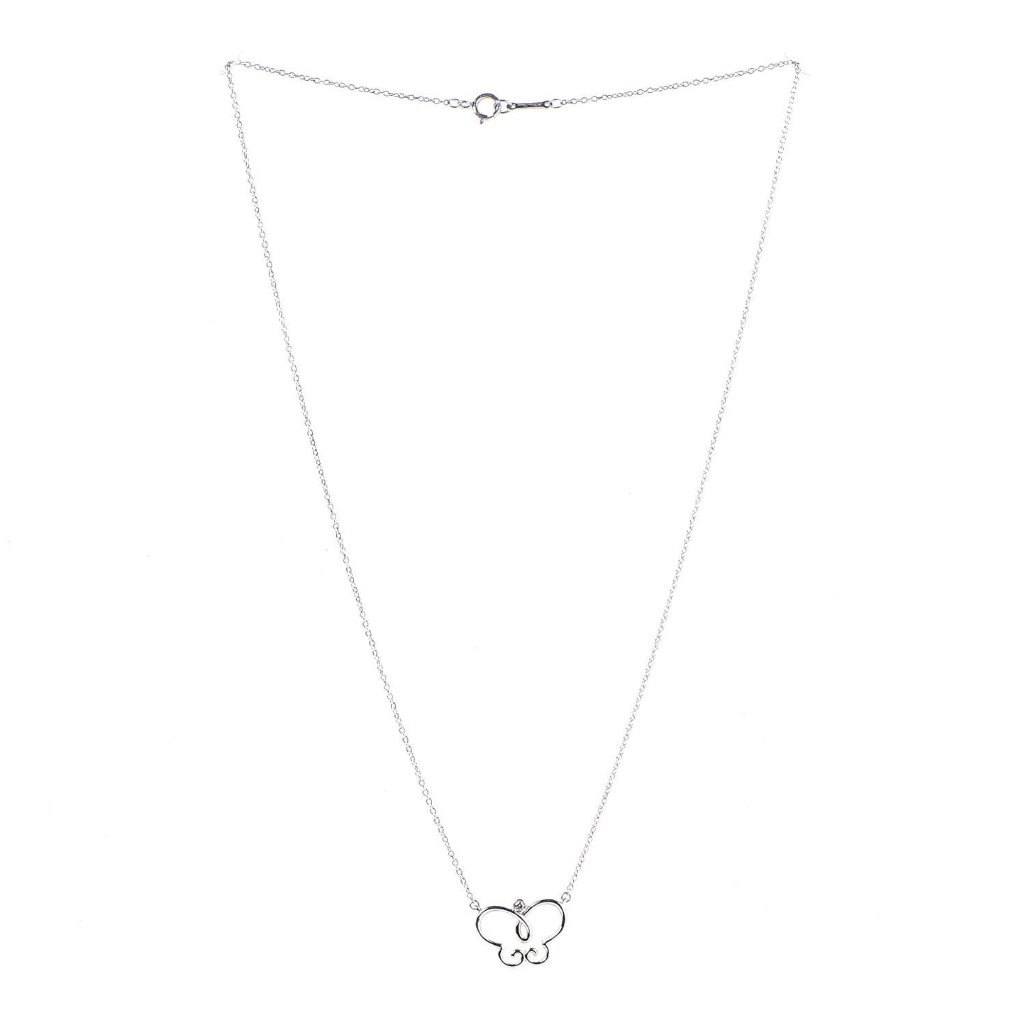 18K White Gold Diamond Paloma Picasso Butterfly Pendant Necklace