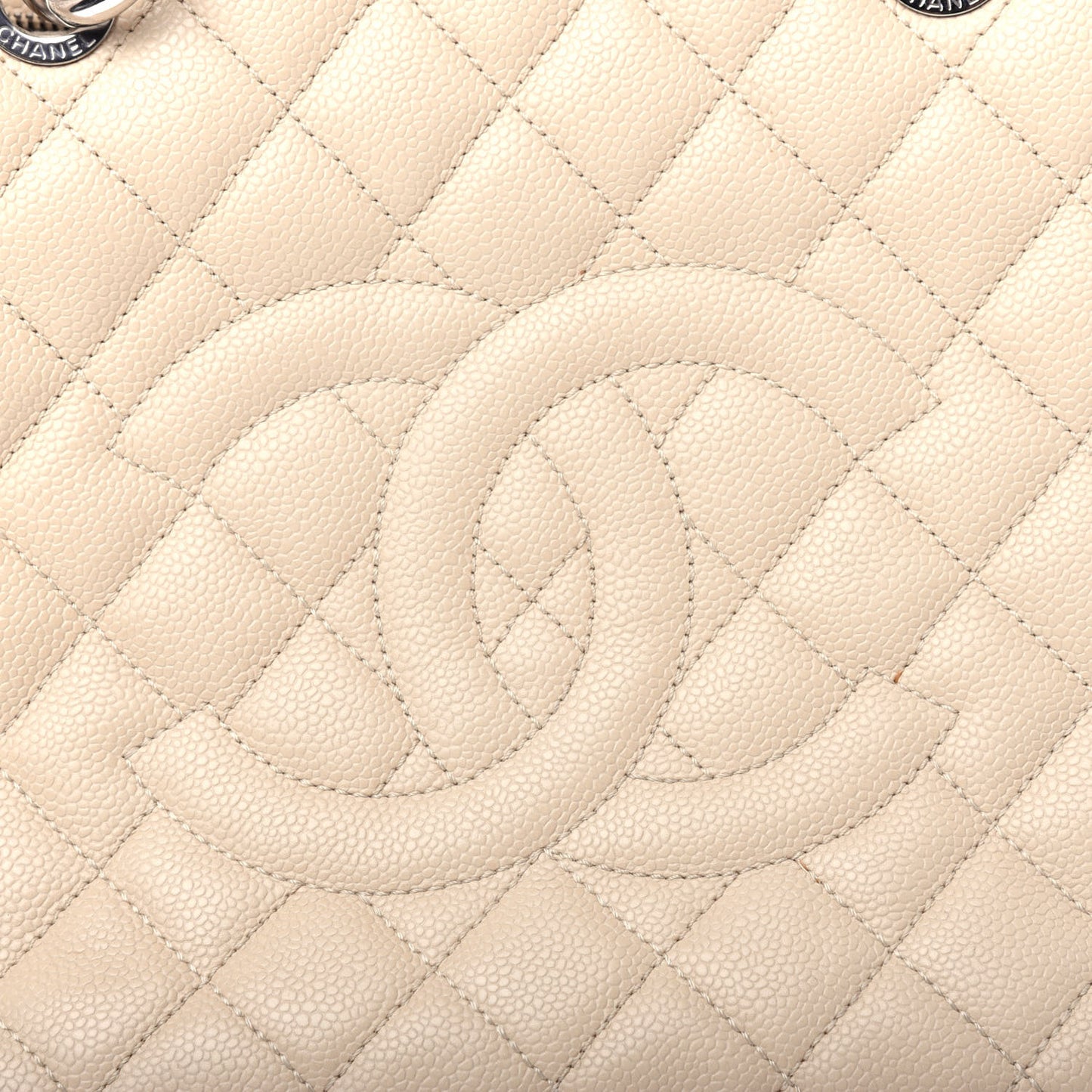 Caviar Quilted Grand Shopping Tote GST Beige Clair