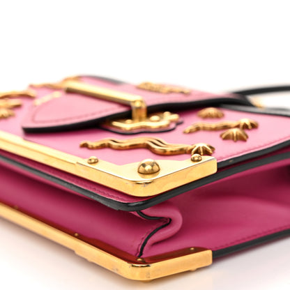 Prada City Calf Saffiano Astrology Cahier Bag Fuxia Black 9 of 11