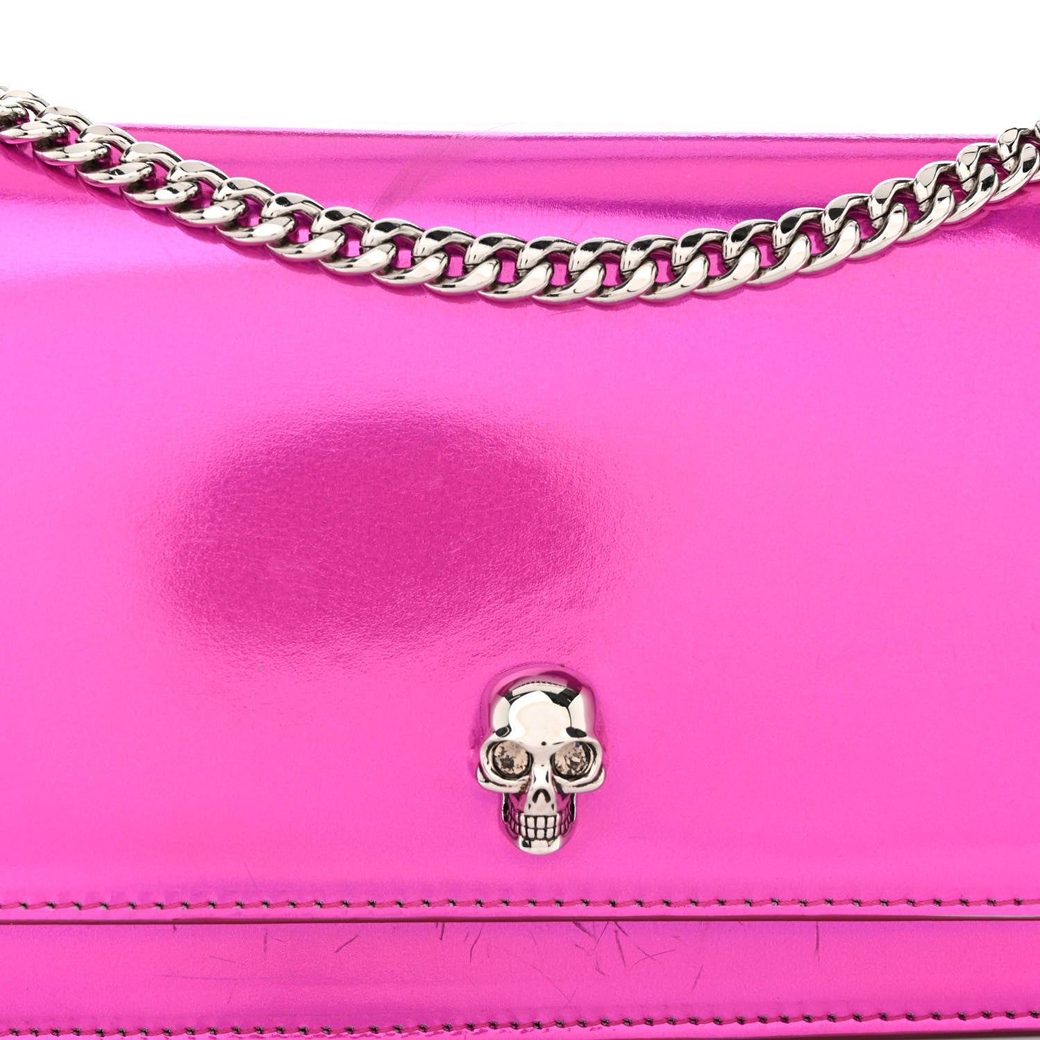 Alexander McQueen Iridescent Calfskin Skull Crossbody Pink 7 of 11