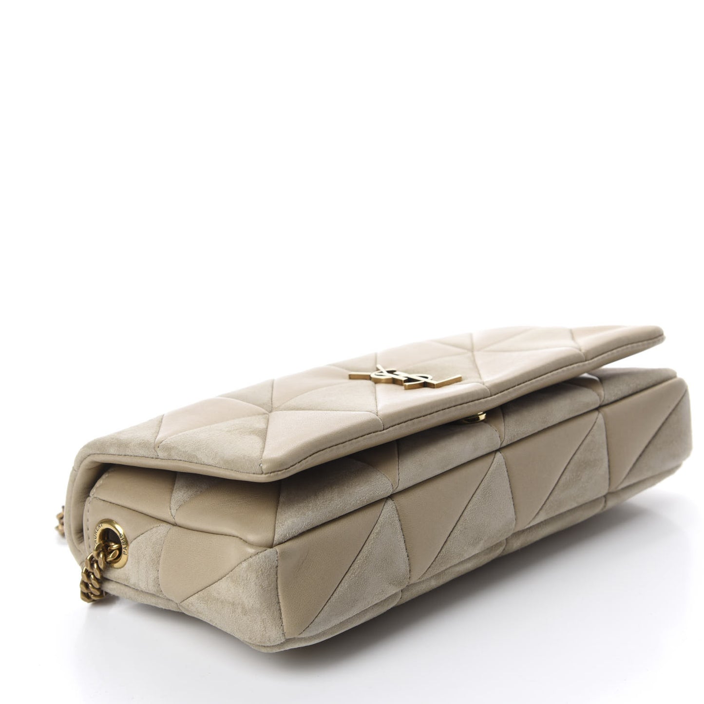 Lambskin Suede Patchwork Monogram Medium Jamie Baguette Sea Salt