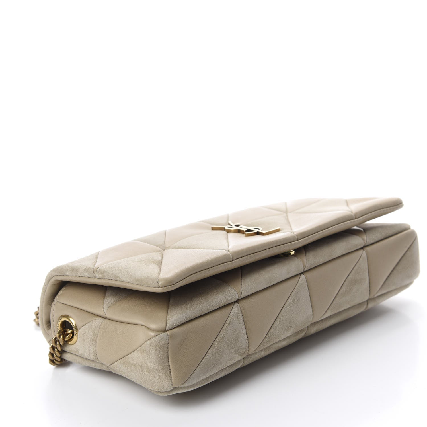 Saint Laurent Lambskin Suede Patchwork Monogram Medium Jamie Baguette Sea Salt 4 of 11