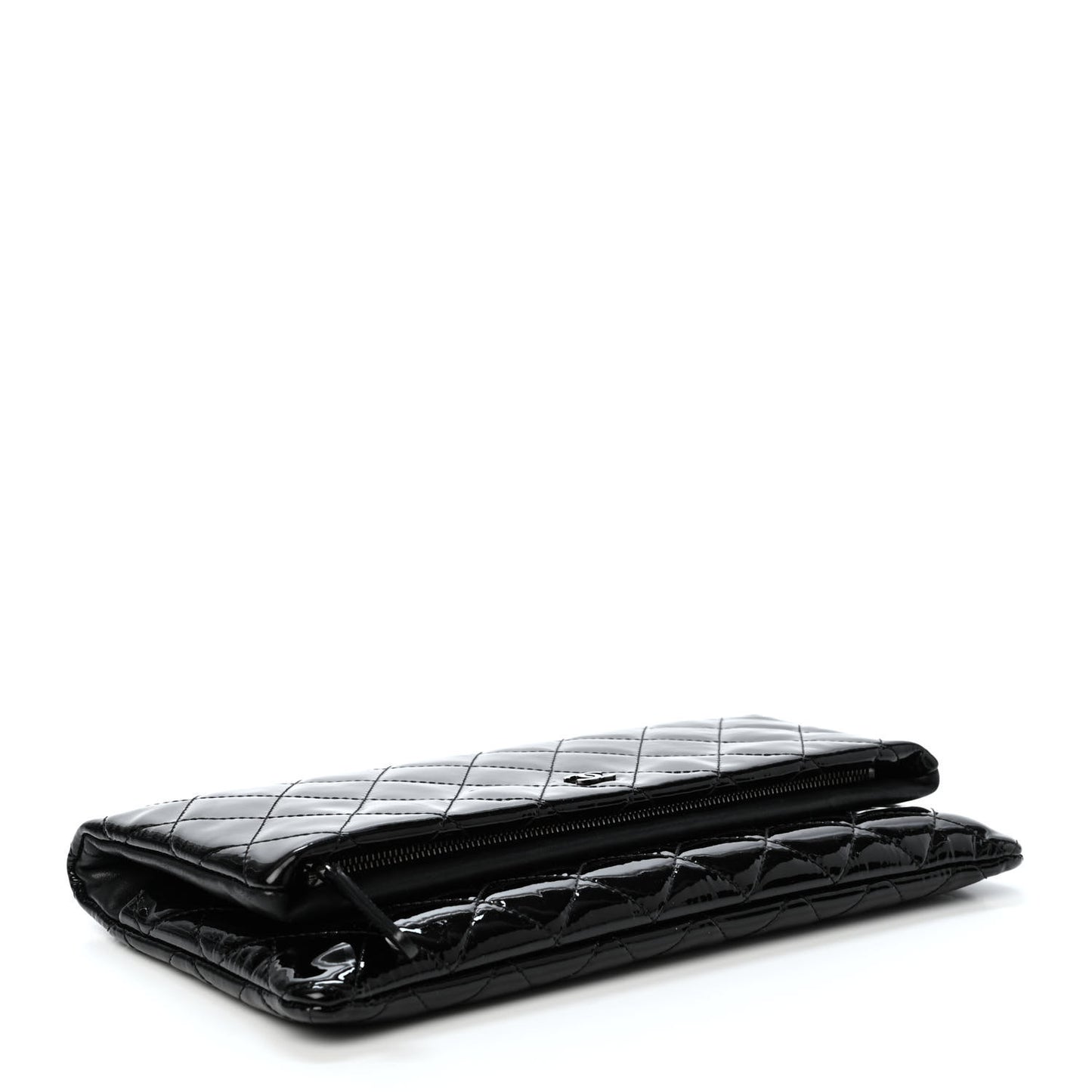 Patent Calfskin Quilted Beauty CC Clutch Black