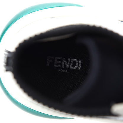 Fendi Calfskin Stretch Mens Lace Up High Top Sneakers 10 White Black 8 of 10
