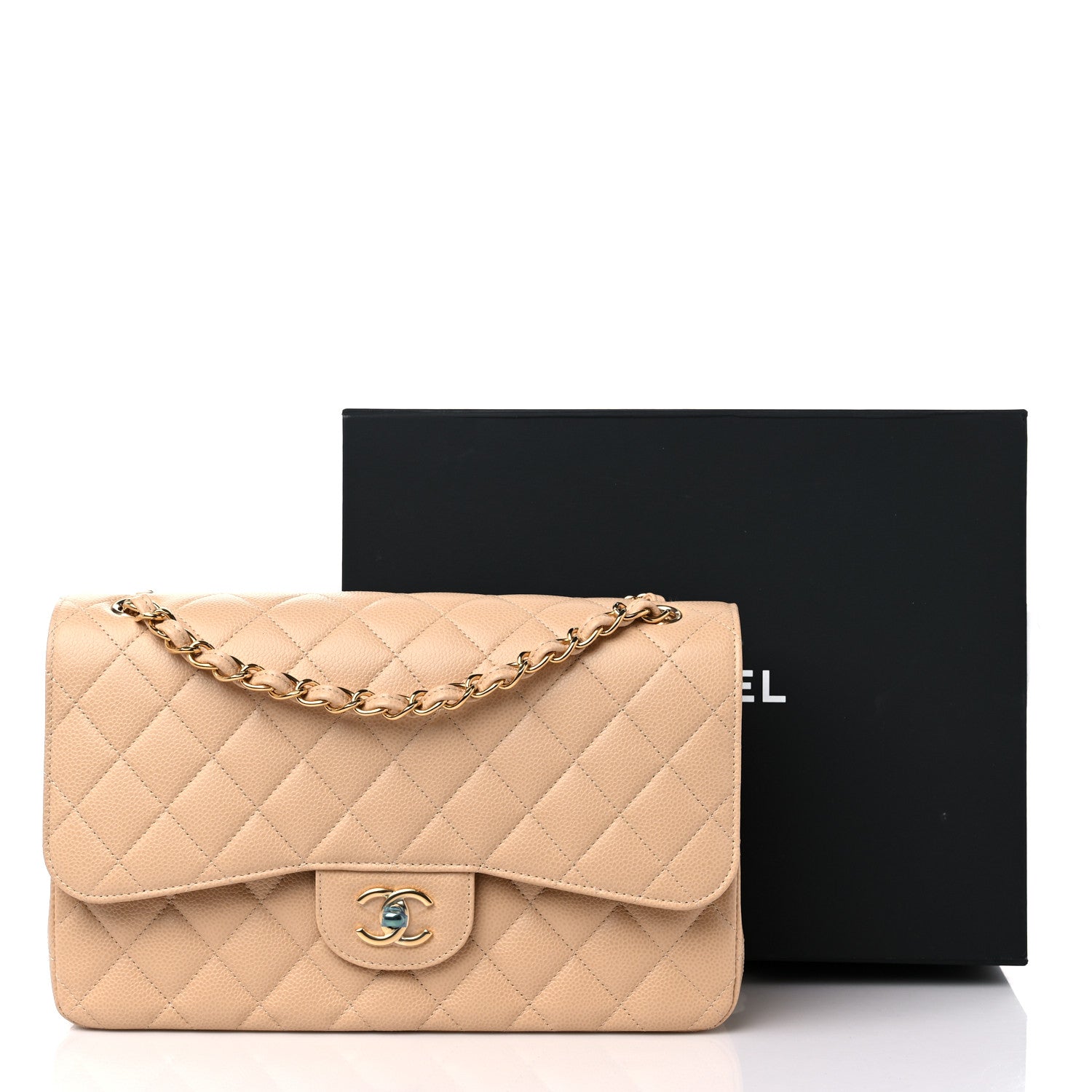 Chanel Caviar Quilted Jumbo Double Flap Beige 10 of 10