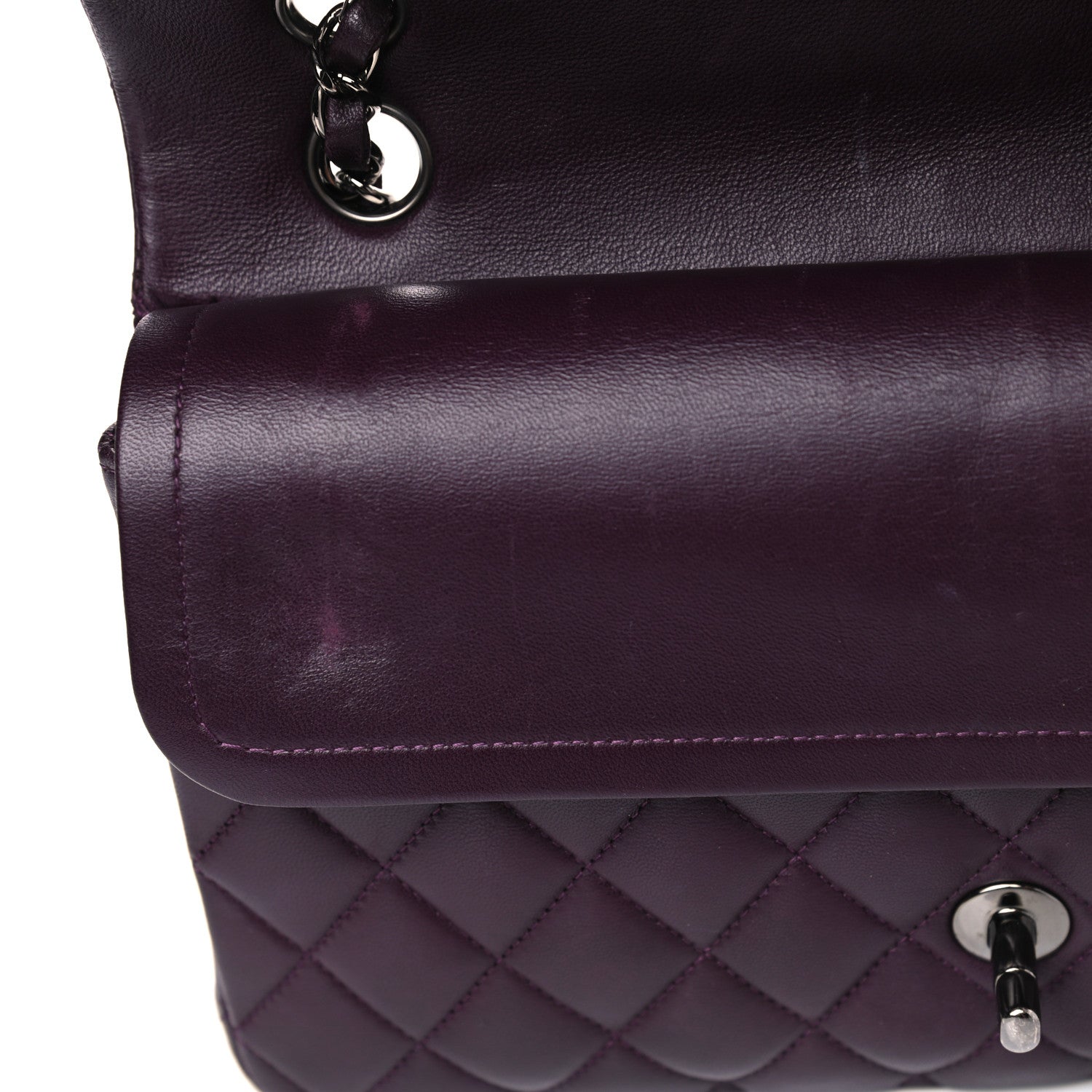 Chanel Lambskin Quilted Medium Double Flap Purple 5 of 10