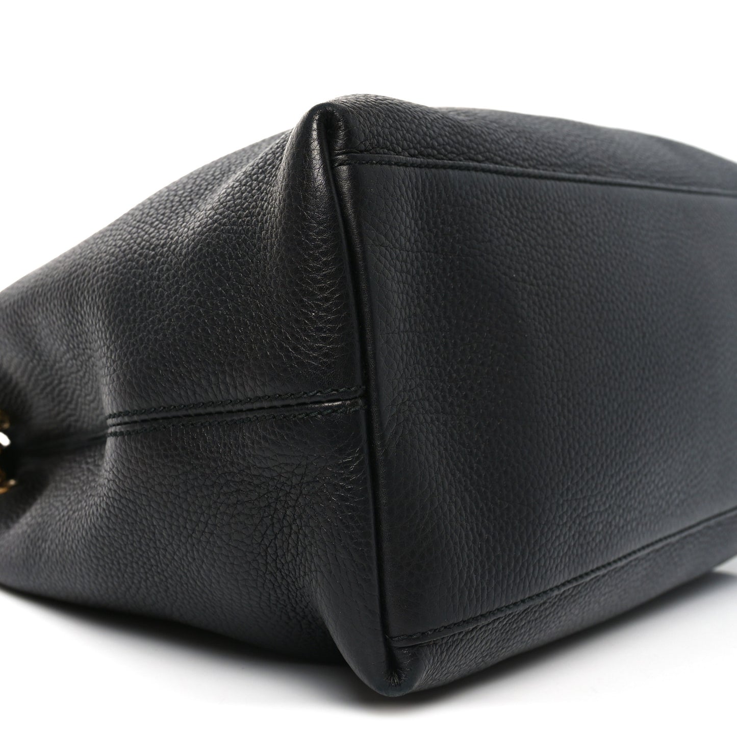 Pebbled Calfskin Medium Soho Chain Shoulder Bag Black