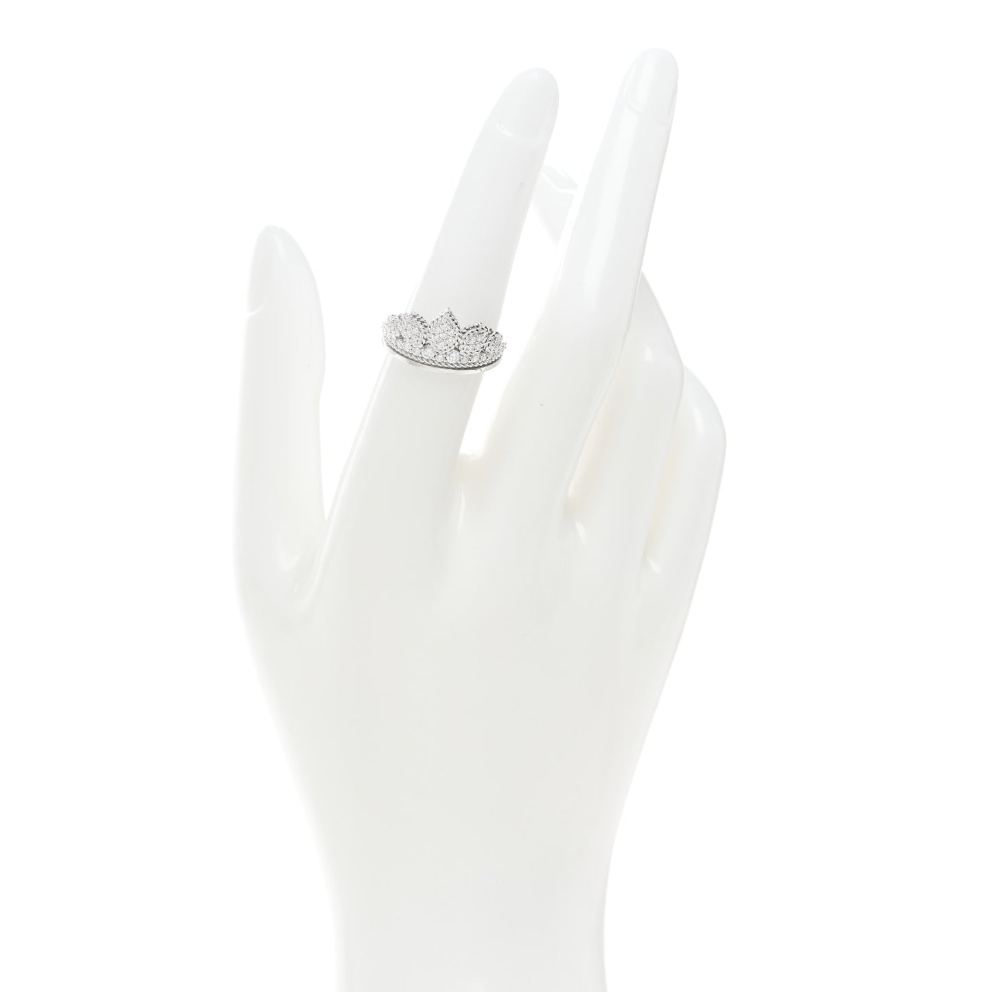 18K White Gold Diamond Disney Cinderella Tiara Ring 53 6.5