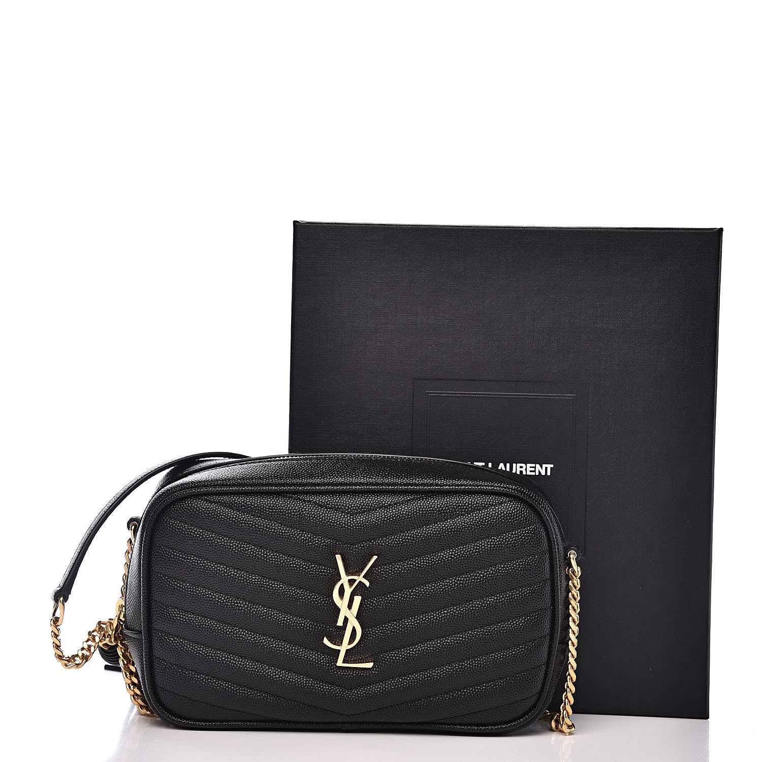Saint Laurent Grain De Poudre Matelasse Monogram Mini Lou Camera Bag Black 10 of 10