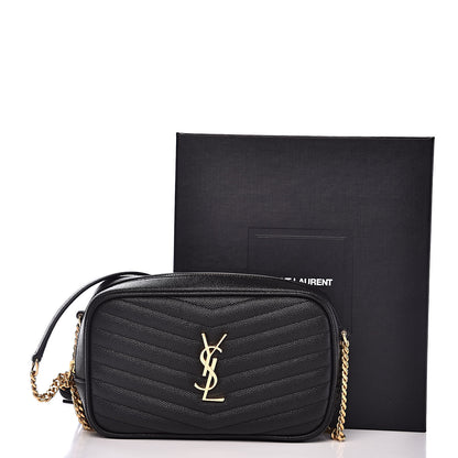 Saint Laurent Grain De Poudre Matelasse Monogram Mini Lou Camera Bag Black 10 of 10