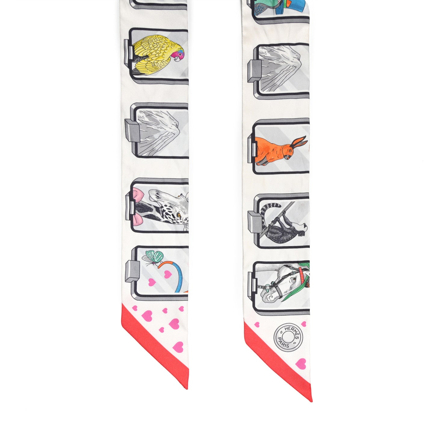 Silk Story Twilly White Gris Rouge