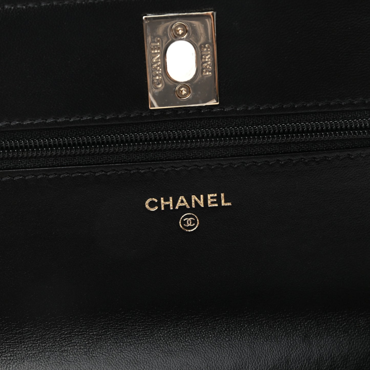 Lambskin Quilted Trendy CC Wallet On Chain WOC Black