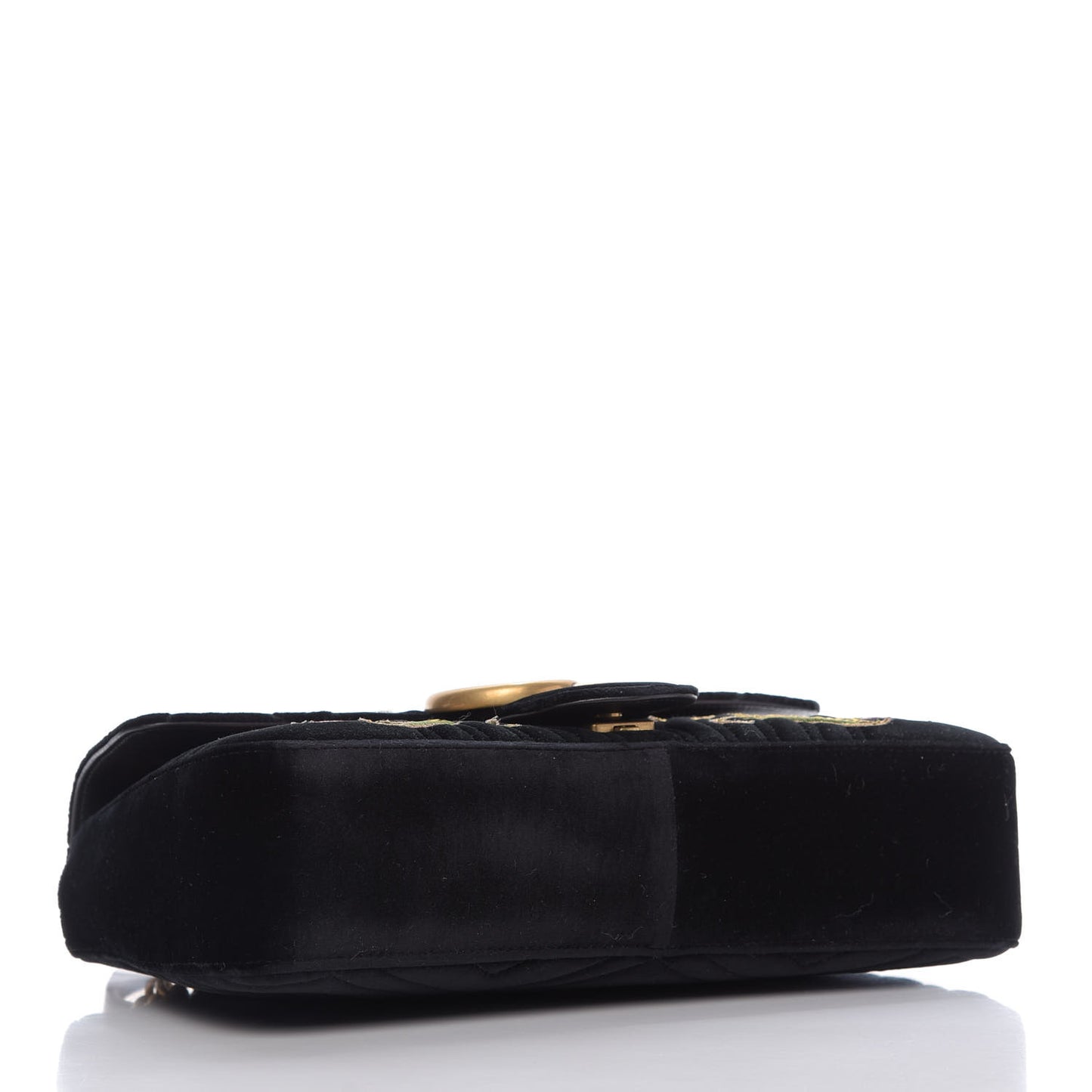 Velvet Matelasse Loved Embroidered Medium GG Marmont Shoulder Bag Black