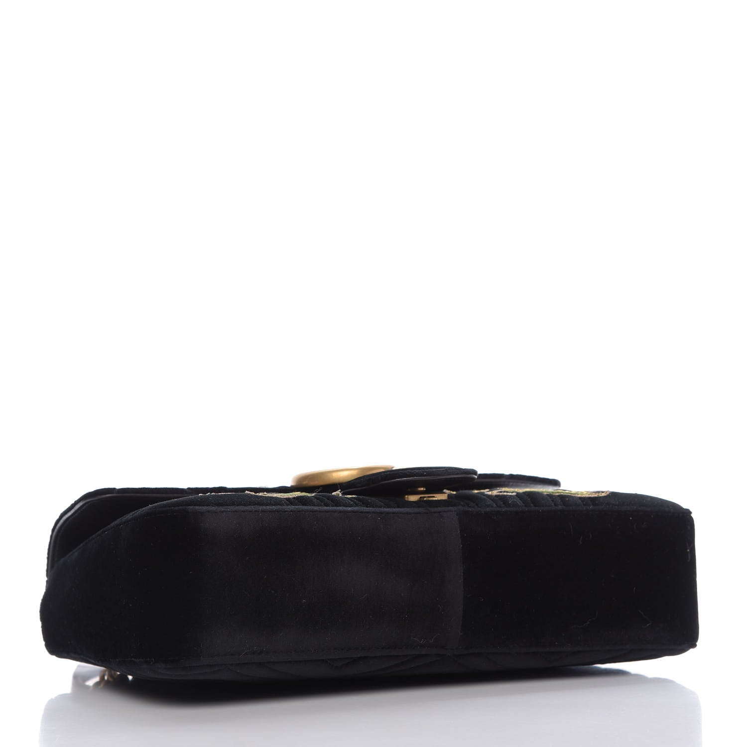 Gucci Velvet Matelasse Loved Embroidered Medium GG Marmont Shoulder Bag Black 4 of 9